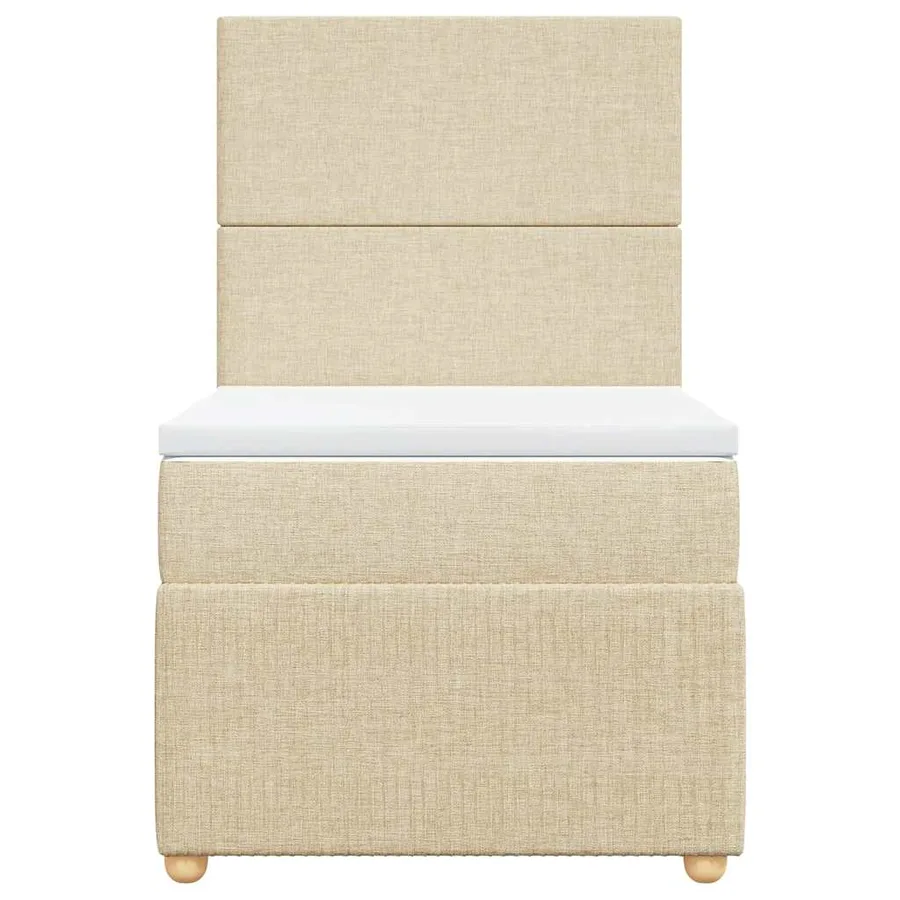 Sommier à lattes de lit avec matelas Crème 90x200 cm Tissu - 6