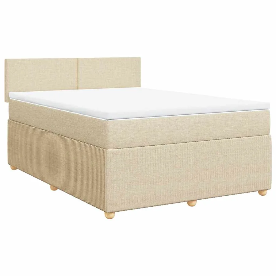 Sommier à lattes de lit avec matelas Crème 140x190 cm Tissu - 2