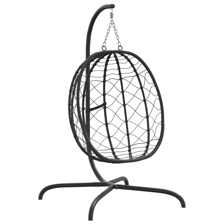 Fauteuil suspendu avec coussin en polyrotin et acier blanc crème - 6