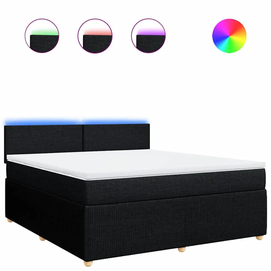 Sommier à lattes de lit avec matelas Noir 180x200 cm Tissu - 2