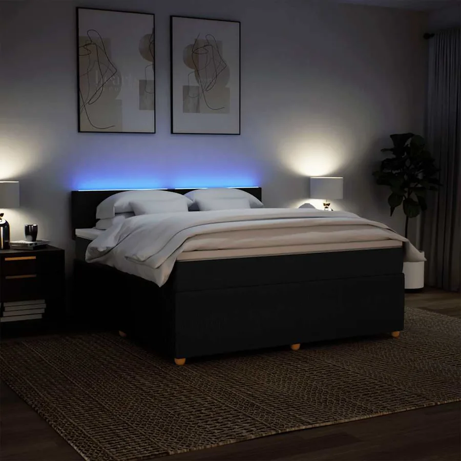Sommier à lattes de lit avec matelas Noir 180x200 cm Tissu - 5