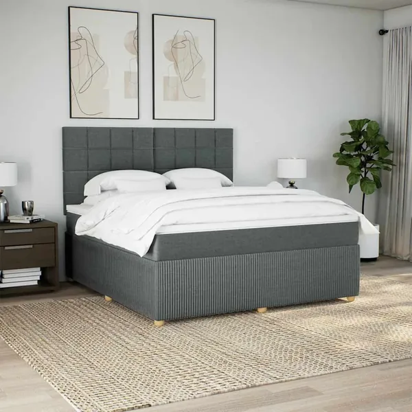 Sommier à lattes de lit avec matelas Gris foncé 180x200cm Tissu