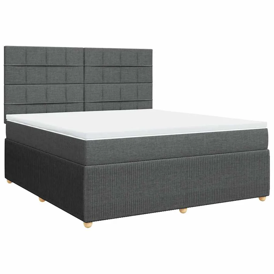 Sommier à lattes de lit avec matelas Gris foncé 180x200cm Tissu - 3