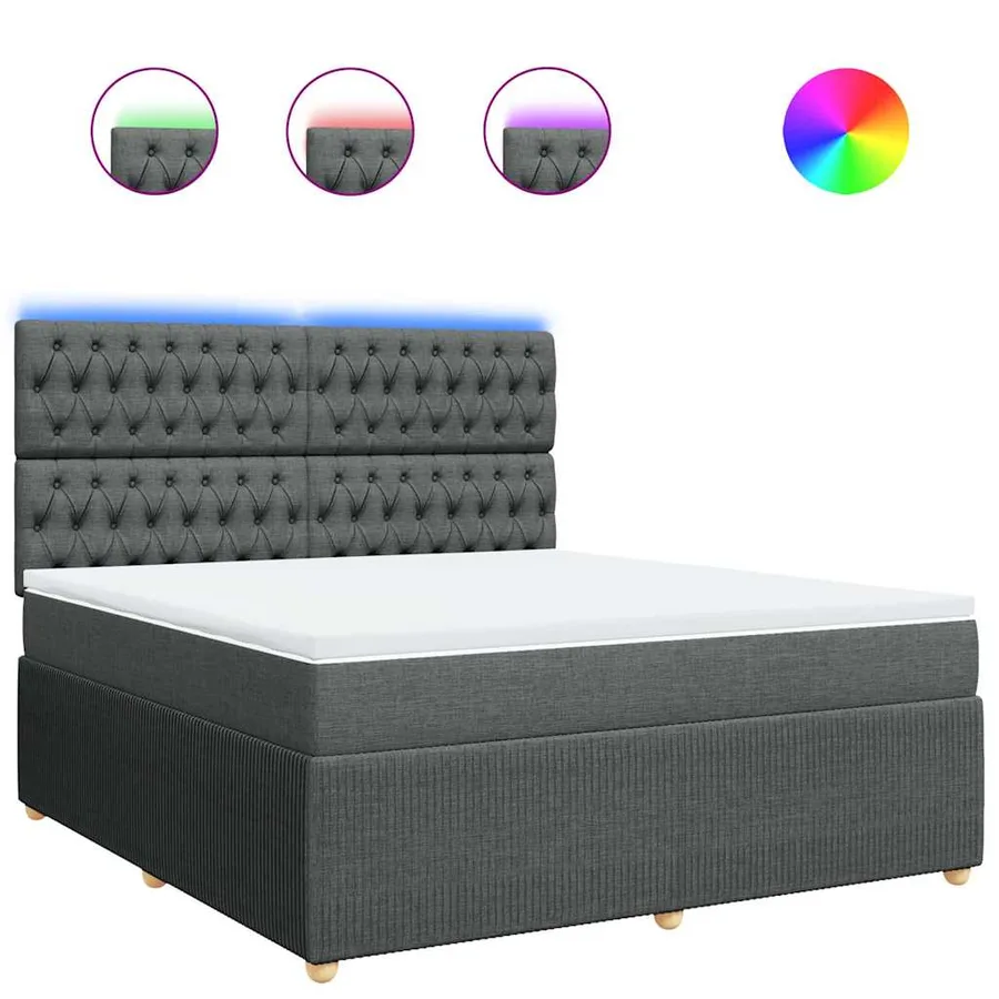 Sommier à lattes de lit avec matelas Gris foncé 180x200cm Tissu - 2
