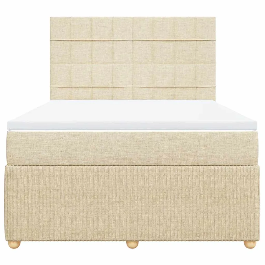 Sommier à lattes de lit avec matelas Crème 160x200 cm Tissu - 4