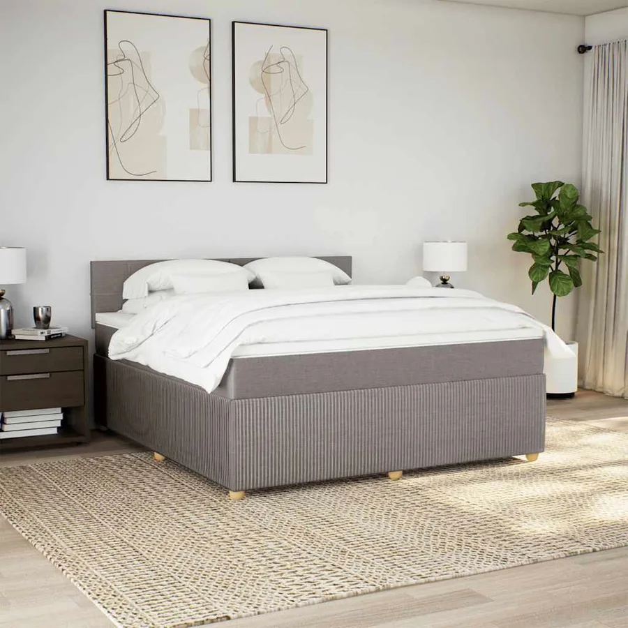 Sommier à lattes de lit avec matelas Taupe 180x200 cm Tissu - 3