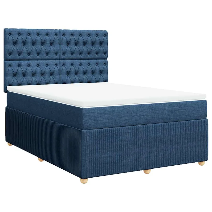 Sommier à lattes de lit avec matelas Bleu 160x200 cm Tissu - 3