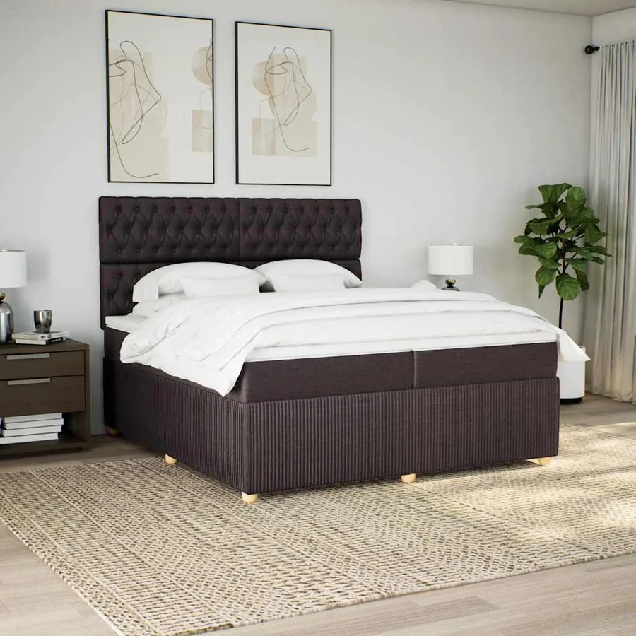 Sommier à lattes de lit avec matelas Marron foncé 200x200 cm - 3