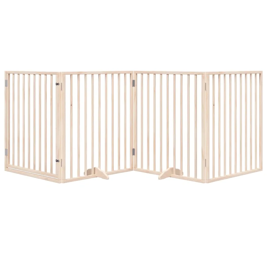 Barrière pour chiens avec porte 4 panneaux bois de peuplier - 3