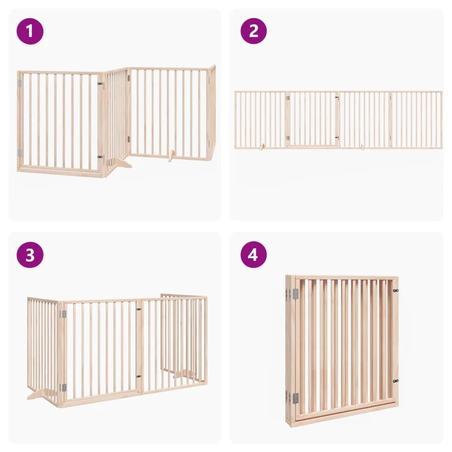 Barrière pour chiens avec porte 4 panneaux bois de peuplier - 7