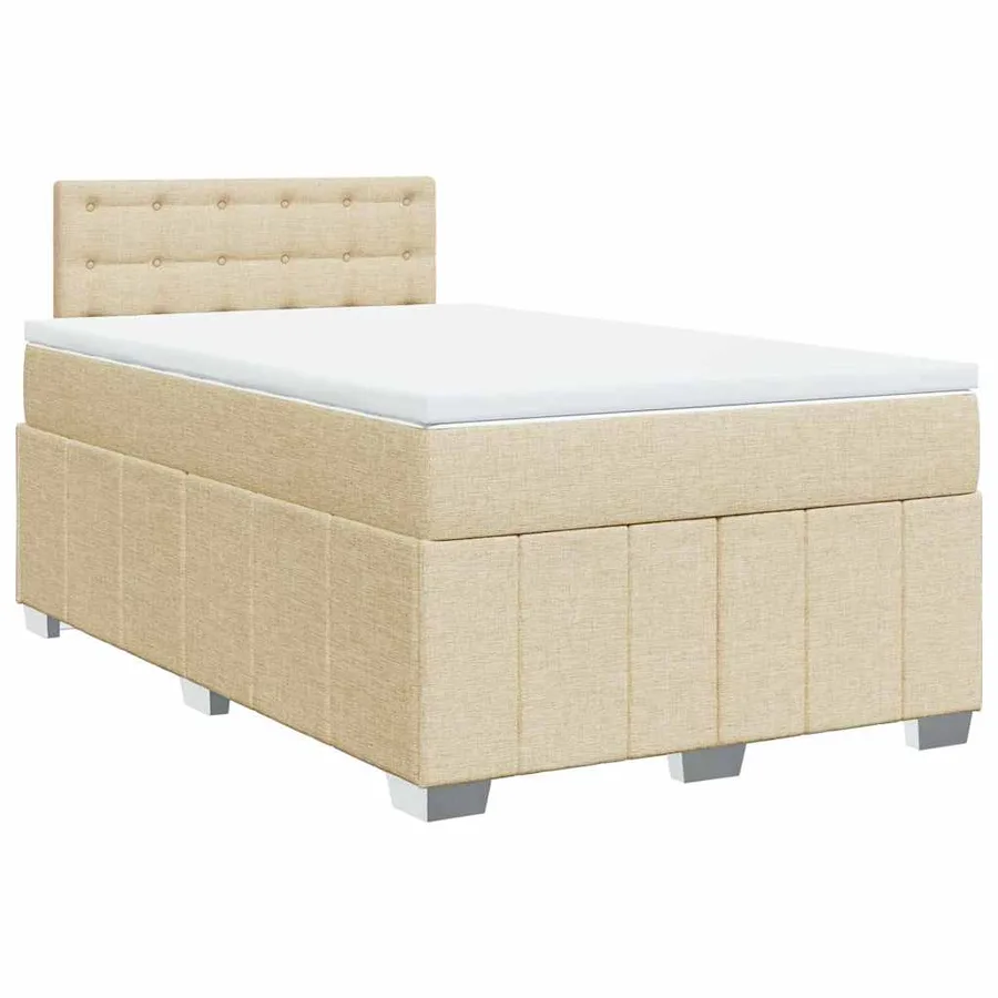 Sommier à lattes de lit avec matelas Crème 120x200 cm Tissu - 2