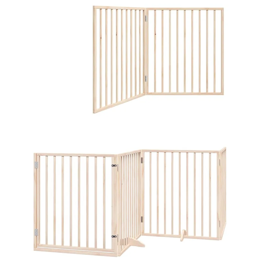 Barrière pour chien porte pliable 8 panneaux bois de peuplier - 12