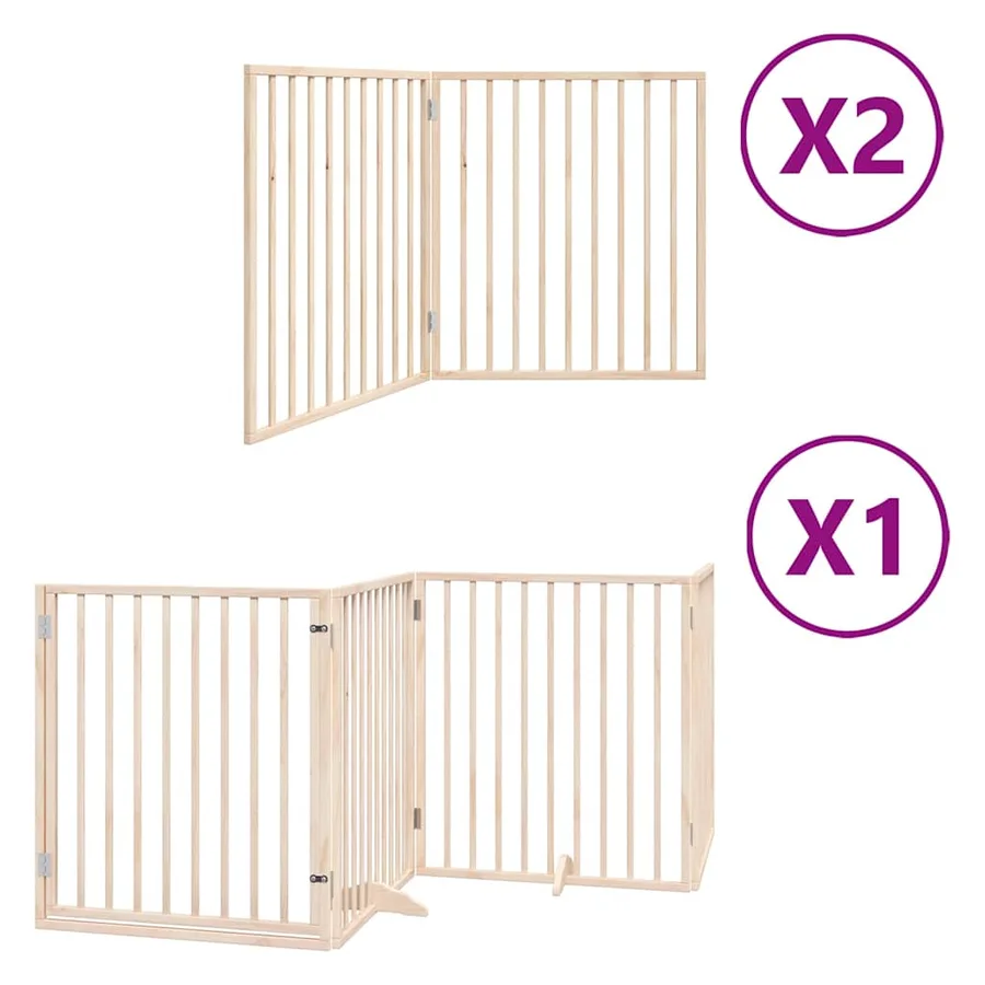 Barrière pour chien porte pliable 8 panneaux bois de peuplier - 2