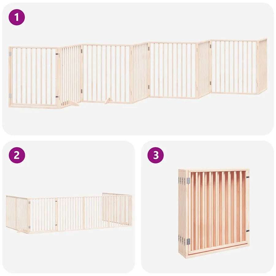 Barrière pour chien porte pliable 8 panneaux bois de peuplier - 5