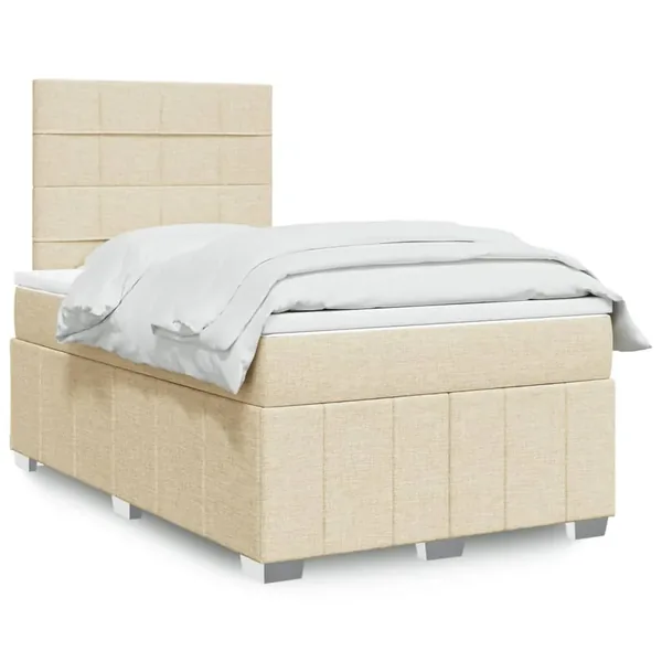 Sommier à lattes de lit avec matelas Crème 120x200 cm Tissu