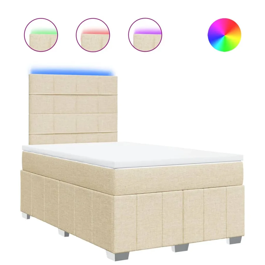 Sommier à lattes de lit avec matelas Crème 120x200 cm Tissu - 2