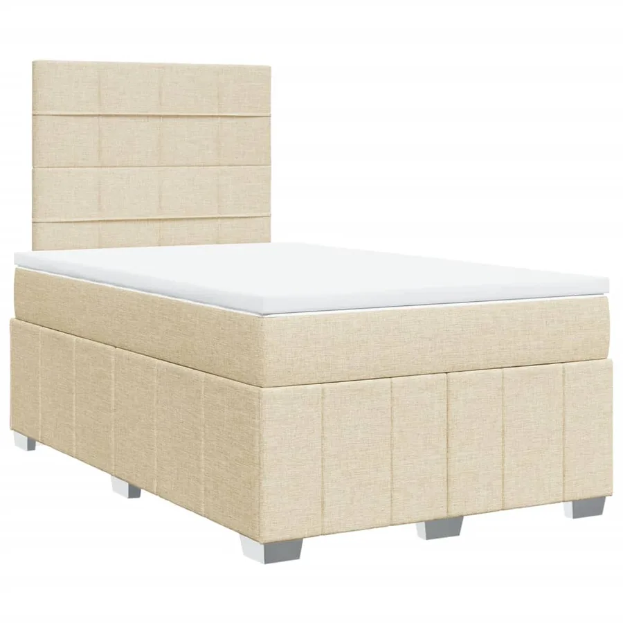 Sommier à lattes de lit avec matelas Crème 120x200 cm Tissu - 3