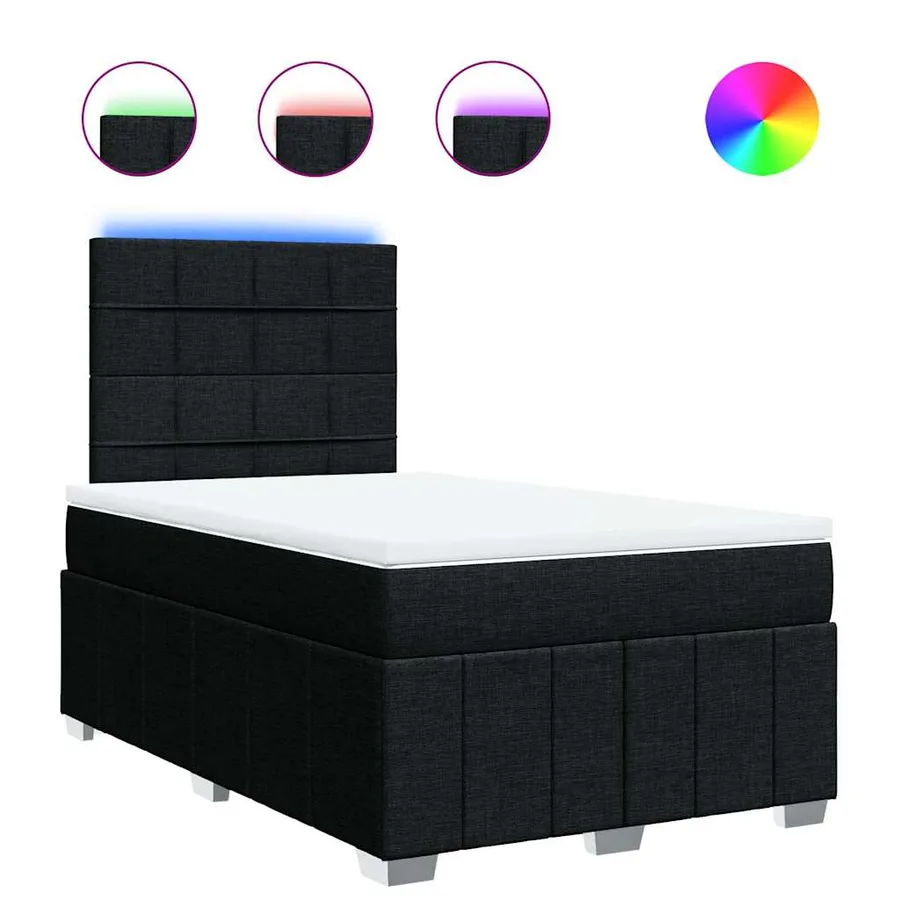 Sommier à lattes de lit avec matelas Noir 120x200 cm Tissu - 2