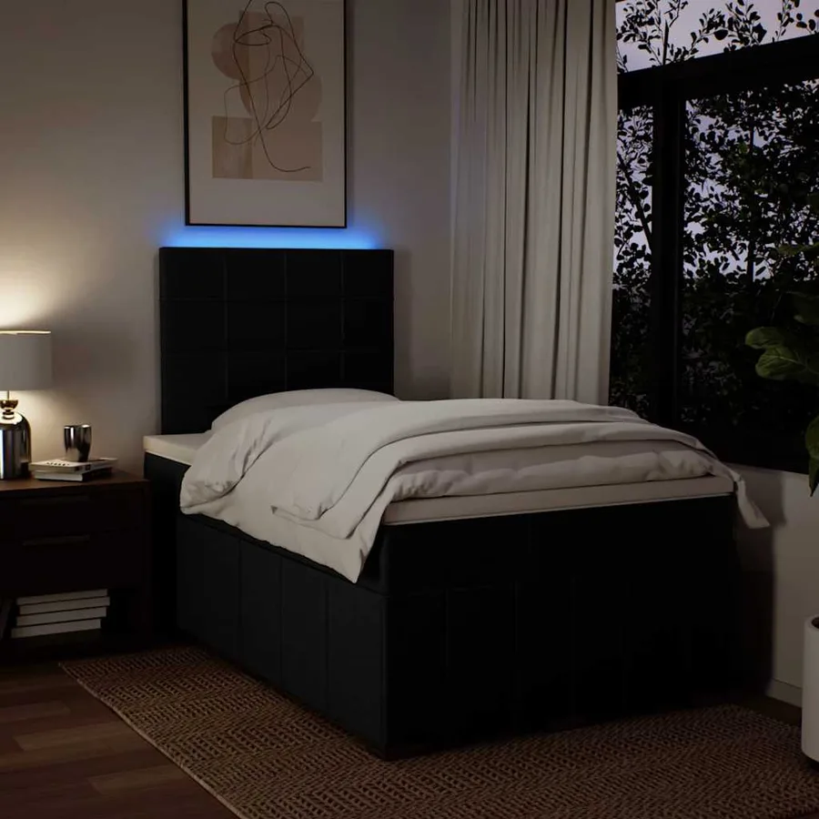 Sommier à lattes de lit avec matelas Noir 120x200 cm Tissu - 4