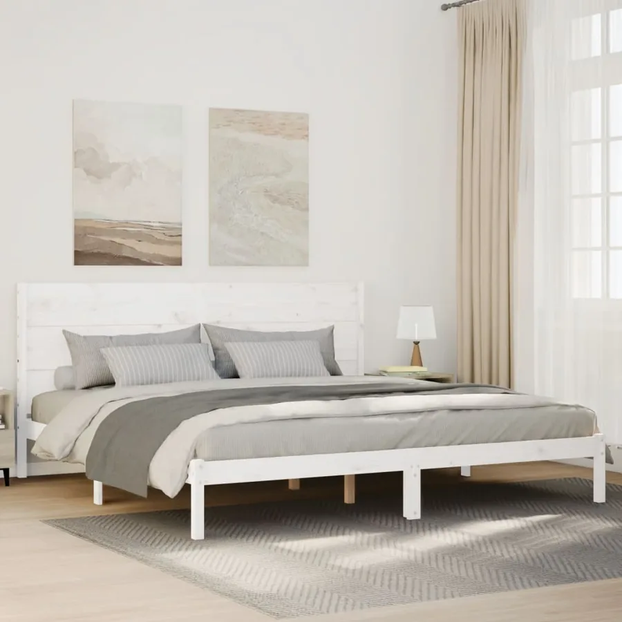 Cadre de lit extra long sans matelas 200x220 cm bois massif