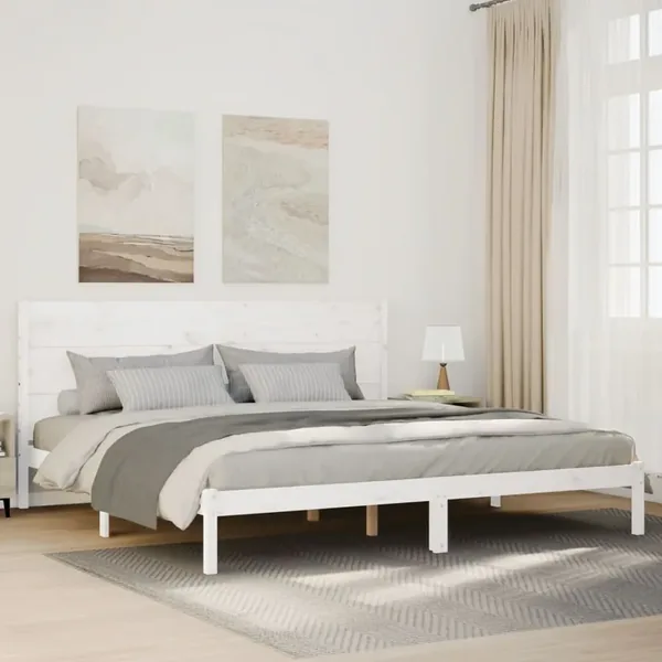 Cadre de lit extra long sans matelas 200x220 cm bois massif