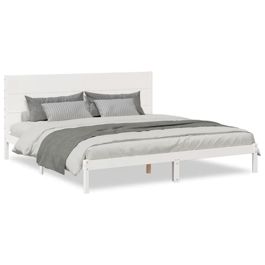 Cadre de lit extra long sans matelas 200x220 cm bois massif - 2