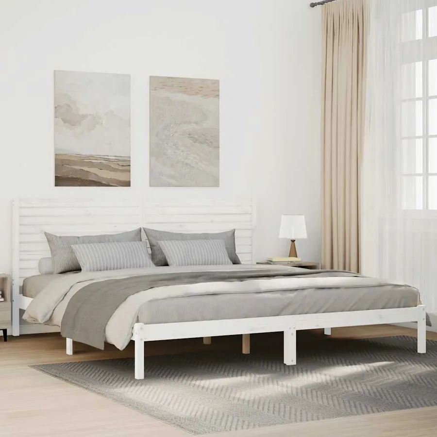 Cadre de lit extra long sans matelas 200x220 cm bois massif