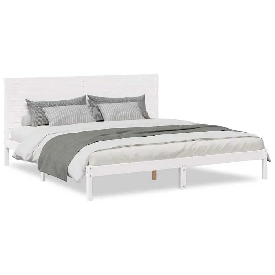 Cadre de lit extra long sans matelas 200x220 cm bois massif - 2