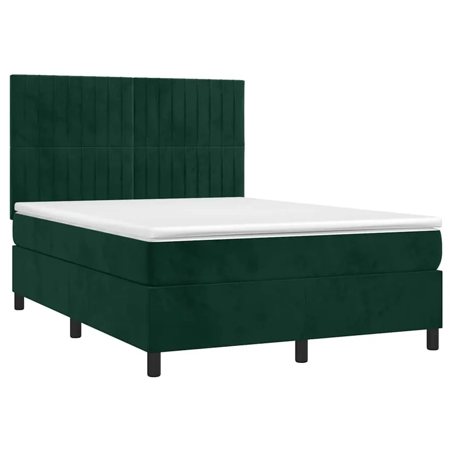 Sommier à lattes de lit matelas et LED Vert foncé 140x200 cm - 3