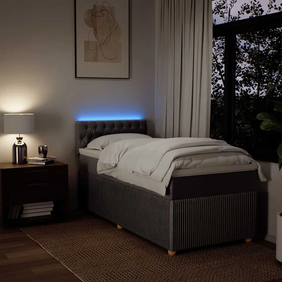 Sommier à lattes de lit avec matelas Taupe 90x200 cm Tissu - 5