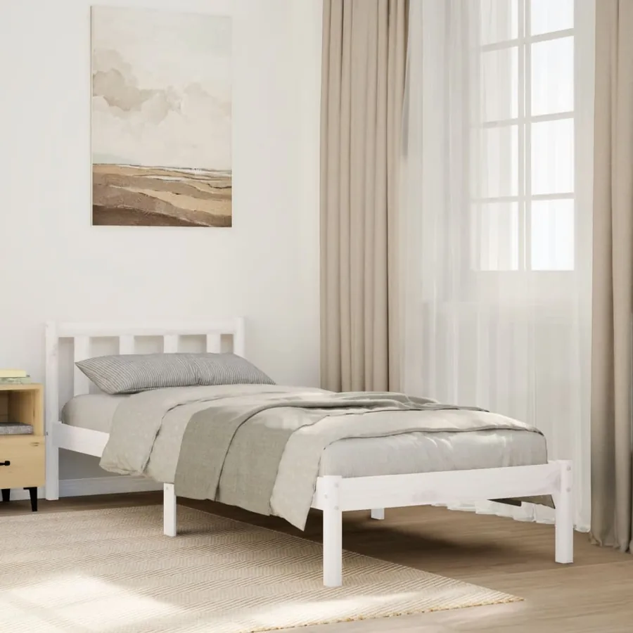 Cadre de lit extra long sans matelas 100x220 cm bois massif pin