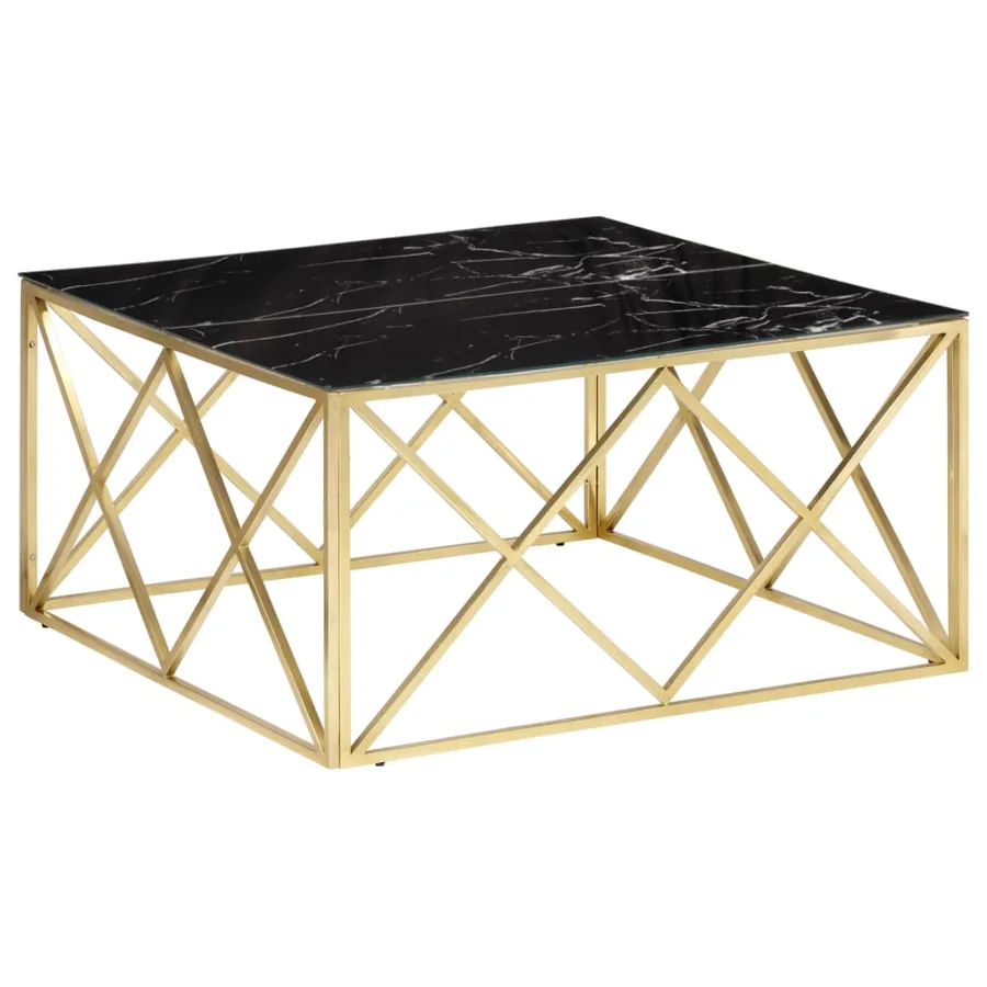 Table basse doré acier inoxydable et verre trempé - 2