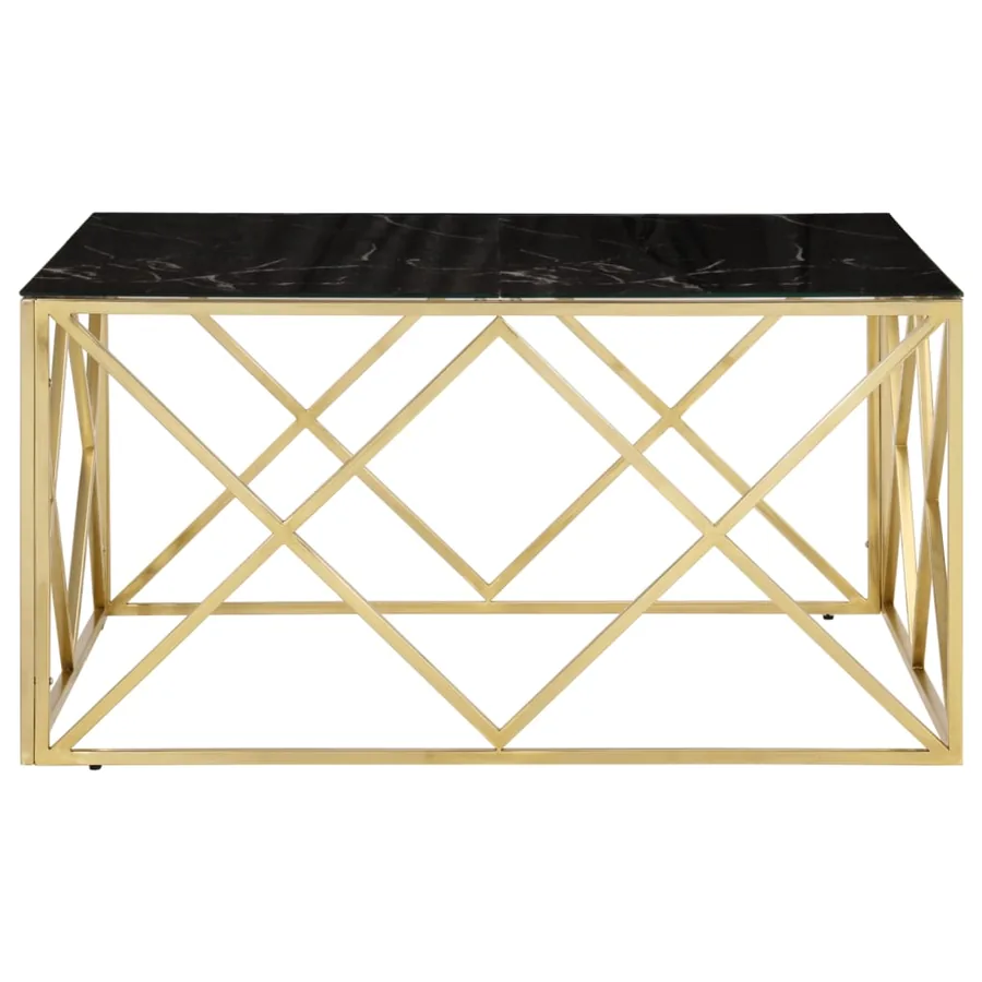 Table basse doré acier inoxydable et verre trempé - 3