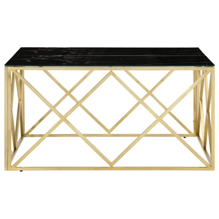 Table basse doré acier inoxydable et verre trempé - 4