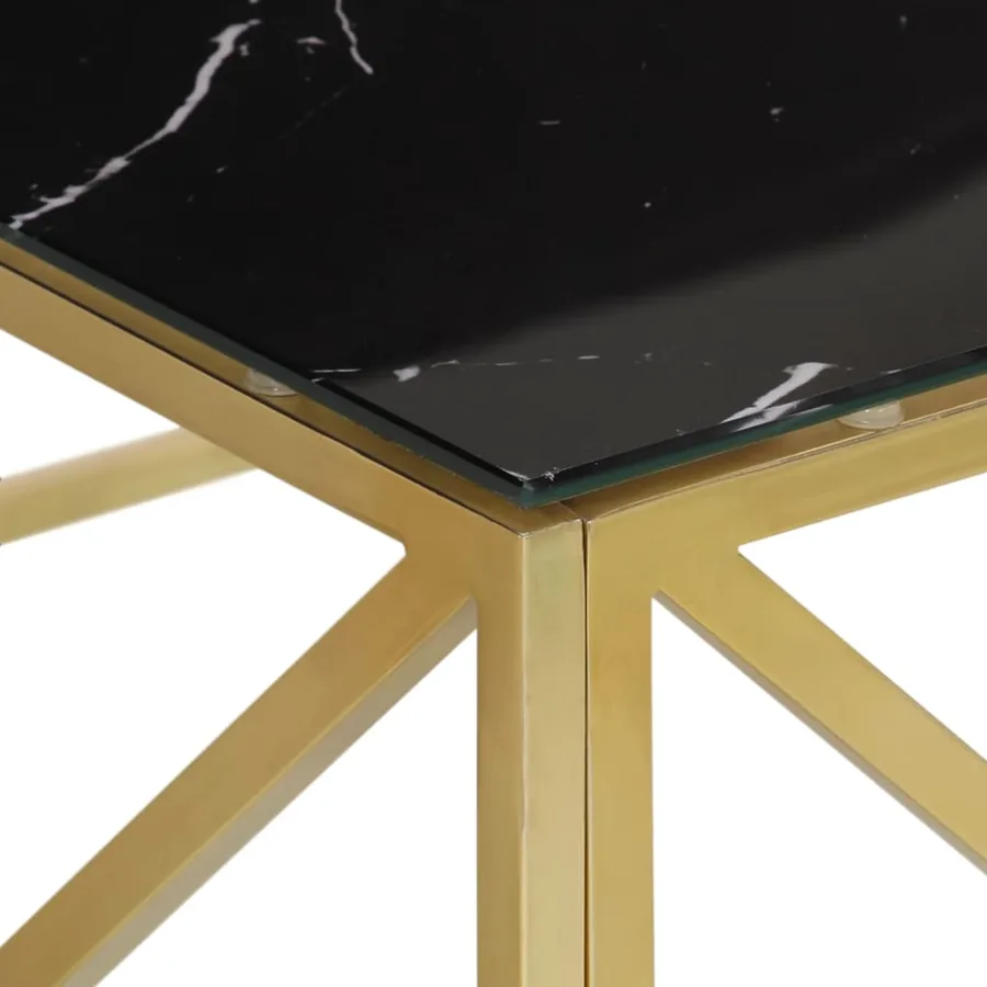 Table basse doré acier inoxydable et verre trempé - 5