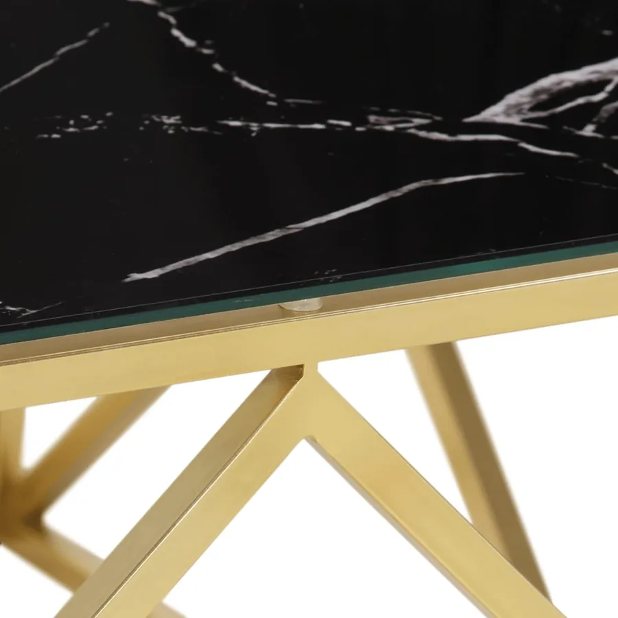 Table basse doré acier inoxydable et verre trempé - 7
