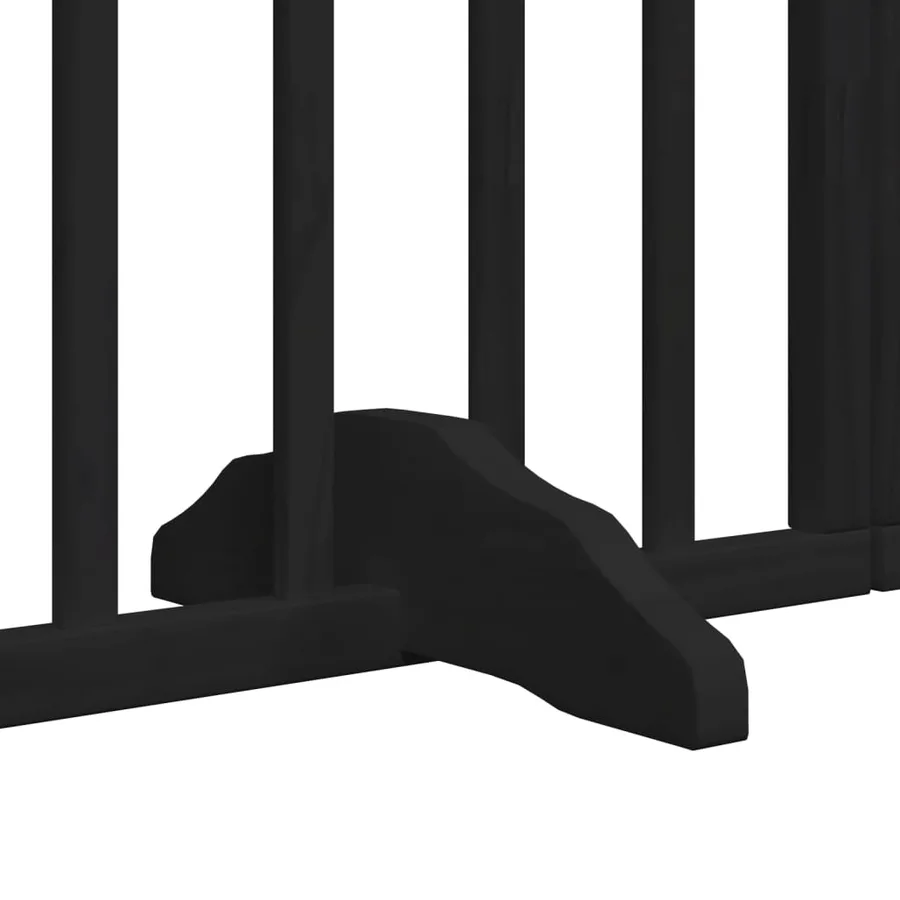 Barrière pour chiens et porte 4 panneaux noir bois de peuplier - 8