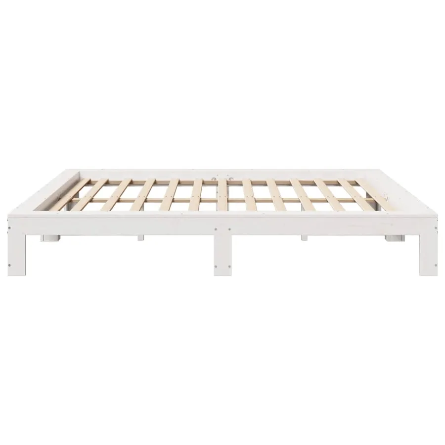 Cadre de lit sans matelas blanc 180x200 cm bois massif de pin - 5
