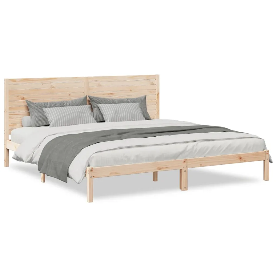 Cadre de lit extra long sans matelas 180x220 cm bois massif - 2
