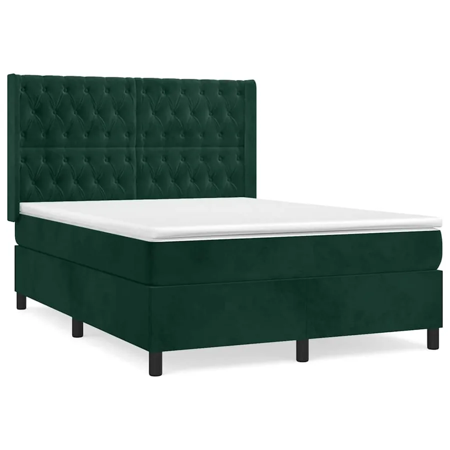 Sommier à lattes de lit et matelas Vert foncé 140x190cm Velours - 2