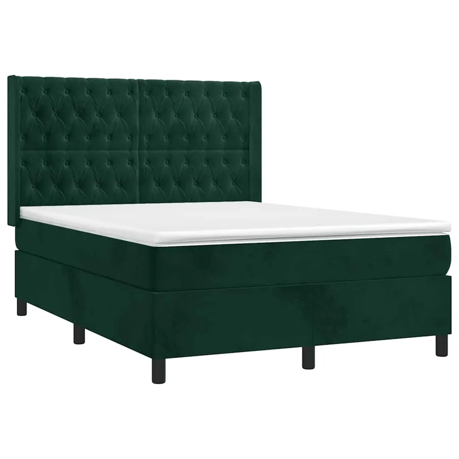 Sommier à lattes de lit et matelas Vert foncé 140x190cm Velours - 3