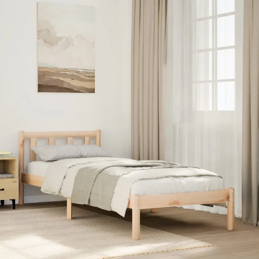 Cadre de lit extra long sans matelas 100x210 cm bois massif pin