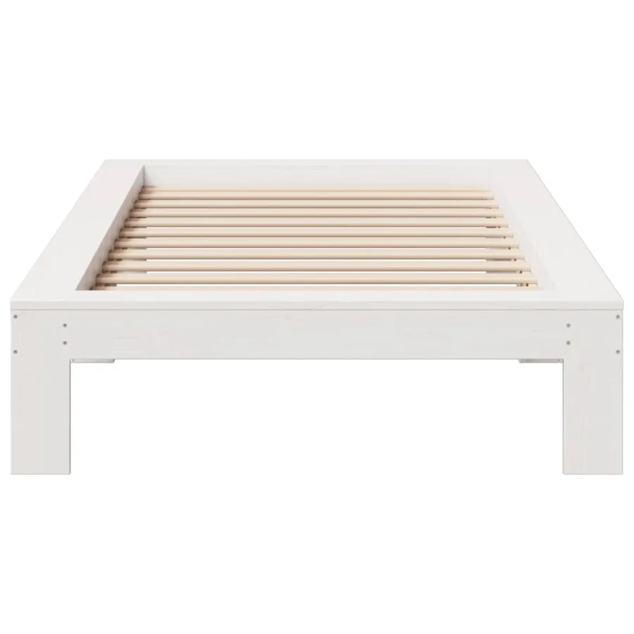Cadre de lit sans matelas blanc 90x200 cm bois de pin massif - 4