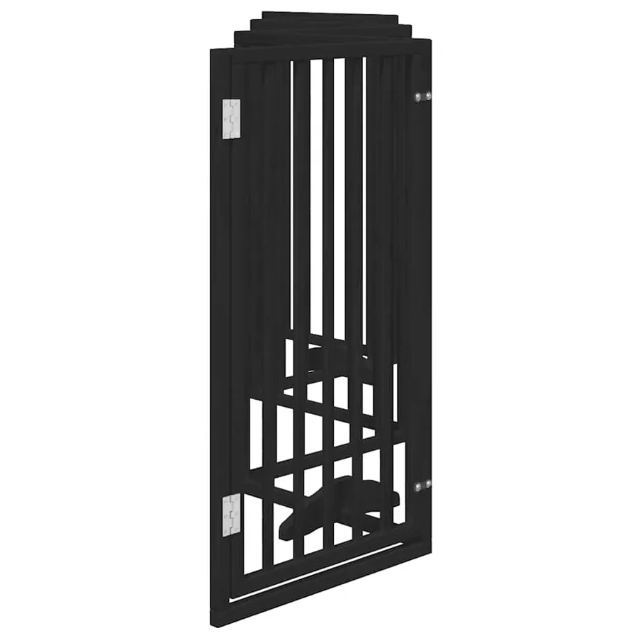 Barrière pour chiens et porte 6 panneaux noir bois de peuplier - 5