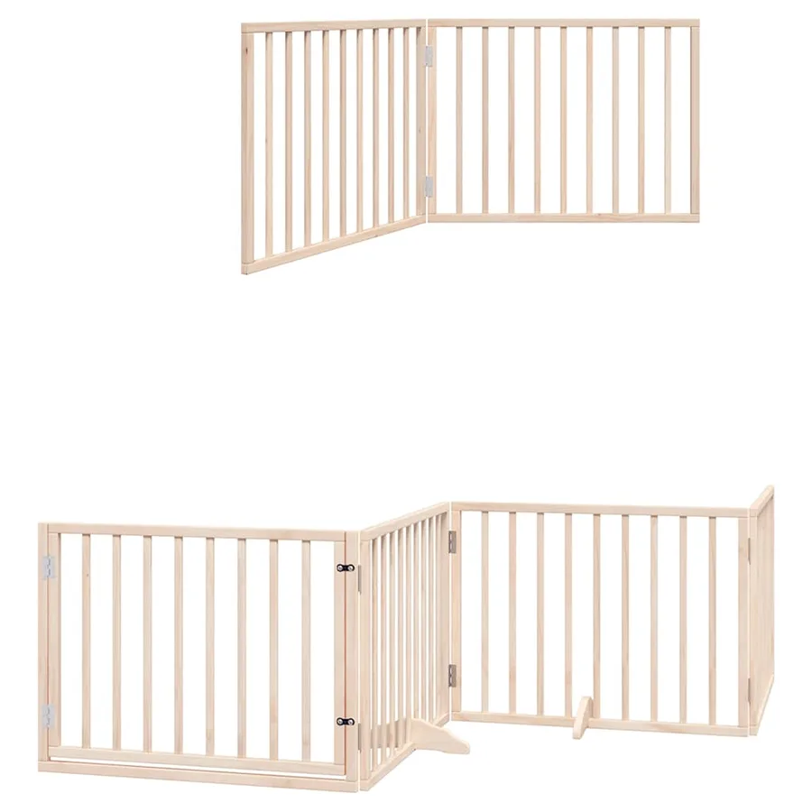 Barrière pour chien avec porte pliable 6 panneaux bois peuplier - 12
