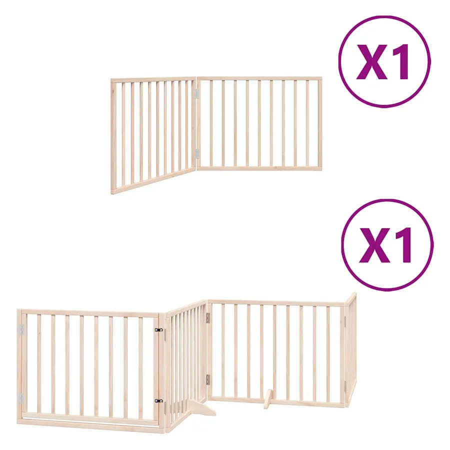 Barrière pour chien avec porte pliable 6 panneaux bois peuplier - 2