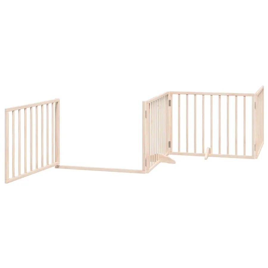 Barrière pour chien avec porte pliable 6 panneaux bois peuplier - 4