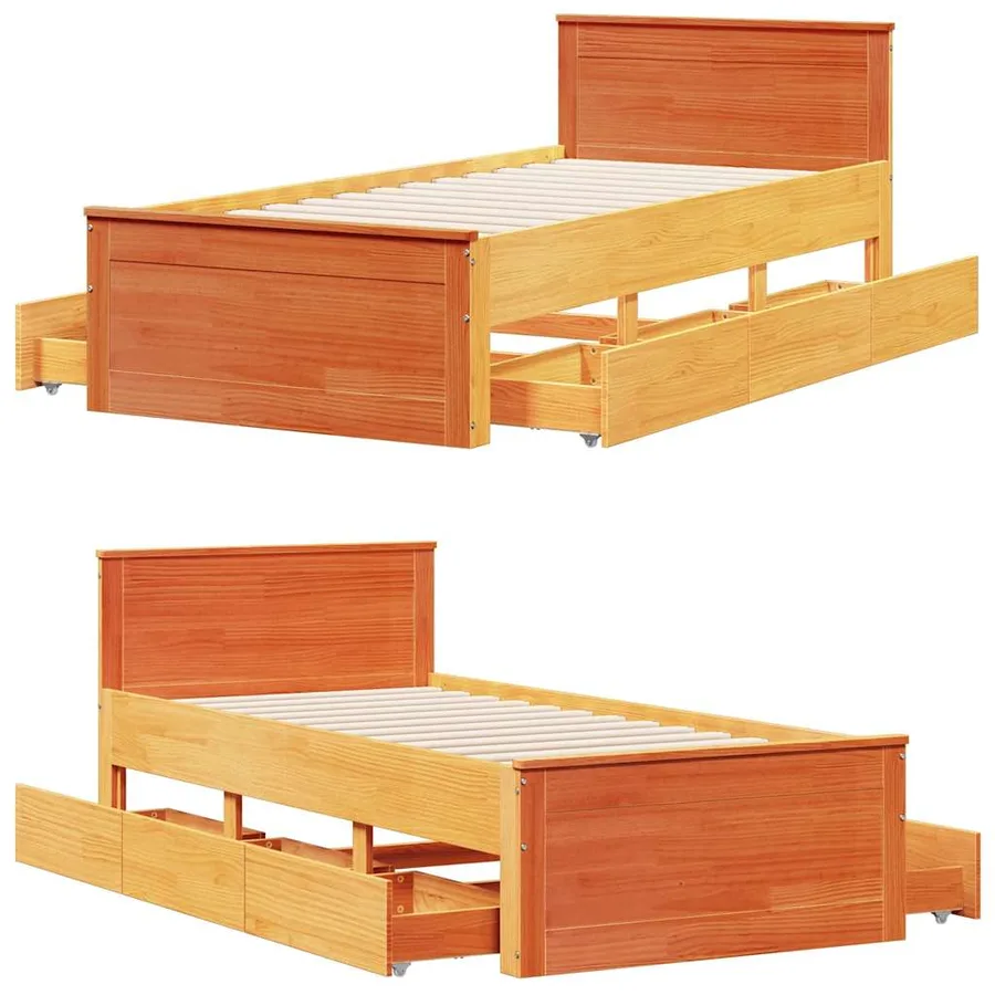 Cadre de lit sans matelas avec tête de lit 75x190 cm pin massif - 10