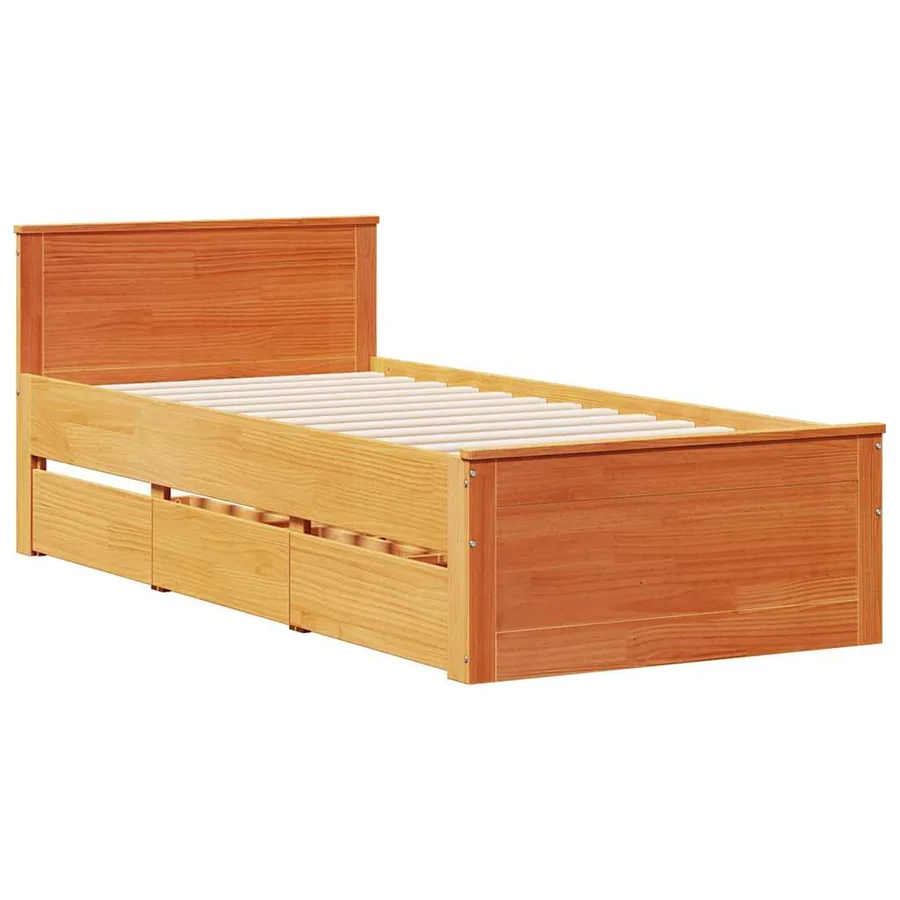 Cadre de lit sans matelas avec tête de lit 75x190 cm pin massif - 3