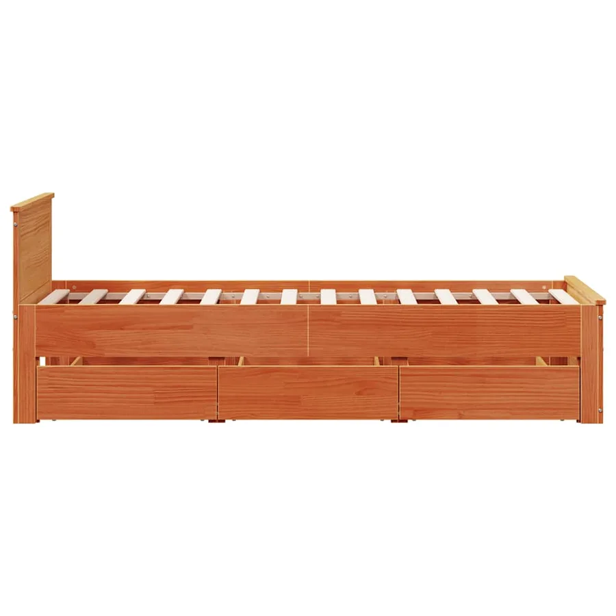 Cadre de lit sans matelas avec tête de lit 75x190 cm pin massif - 8